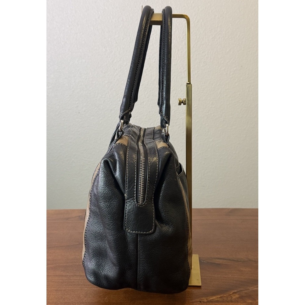 Vintage Y2K Brighton Stripped Patchwork Leather Bowler Shoulder Bag - Picture 2 of 9